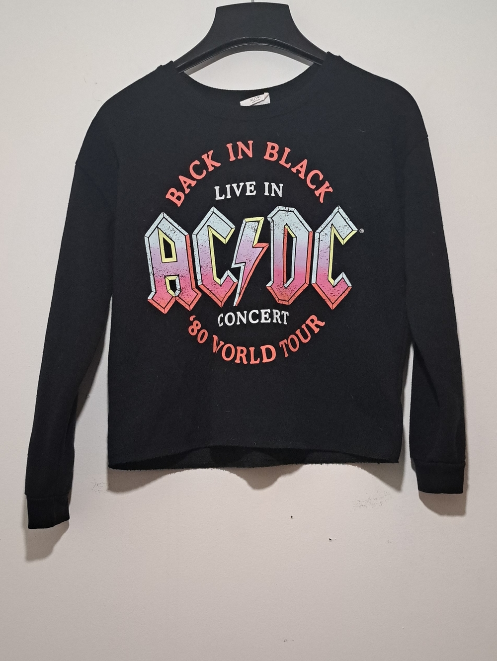 AC/DC Black Crewneck Sweatshirt with Multicolor Gradient Logo